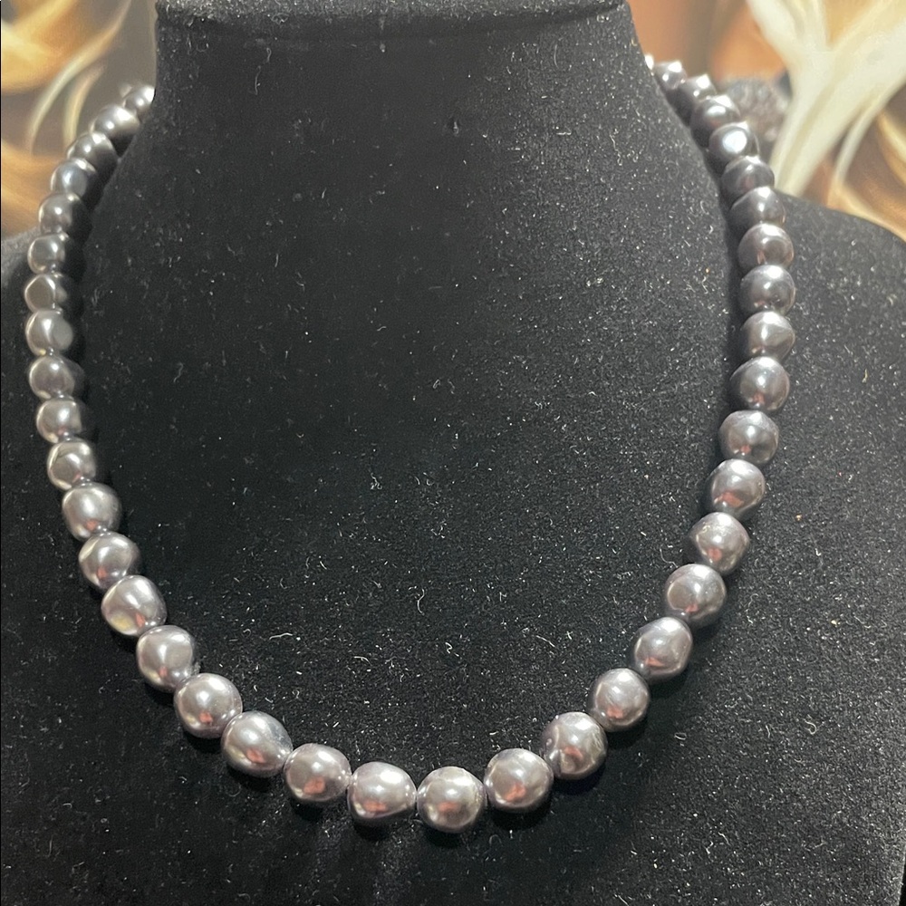 Vintage Gray Faux Pearl Necklace